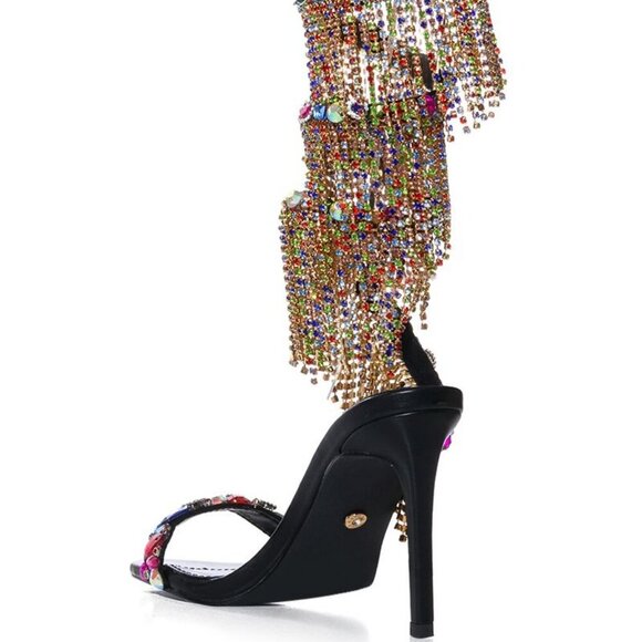 AZALEA WANG " CASCADED GEMS " EMBELLISHED SANDAL IN MULTI (BRAND NEW!!!!!!!!!!!! - Picture 3 of 7
